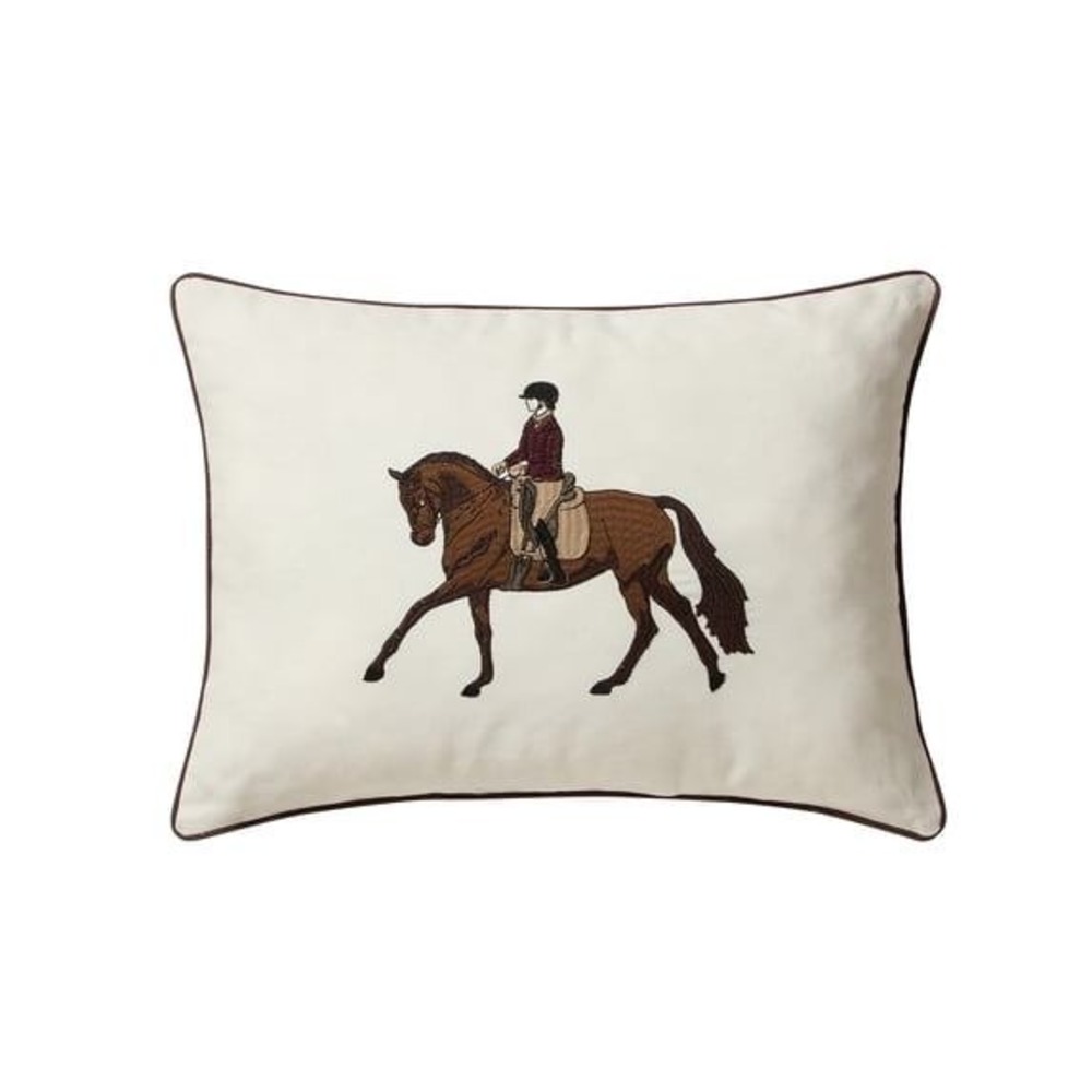 My Texas House Embroidered Equestrian Horse Pillow Cover, 14x20, Ivory